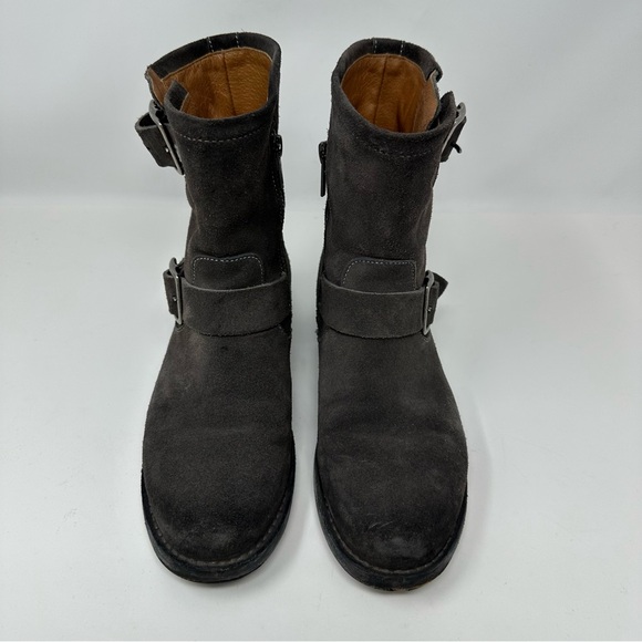 Frye Vicky Engineer Combat Moto Boots Charcoal Suede Size 6 - Picture 3 of 12